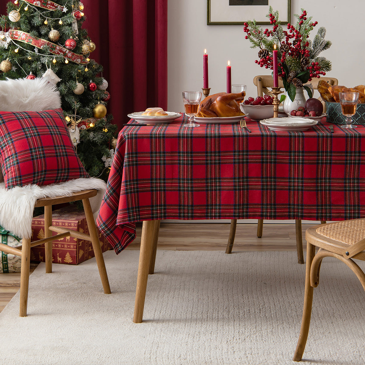 Walton & Co Festive Tartan Tablecloth - 130 x 230cm