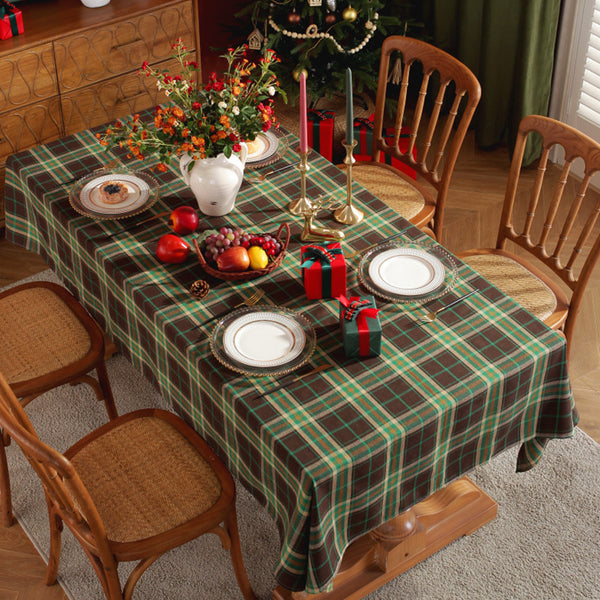 Traditional Scottish Tartan Tablecloth Coffee Background Collections