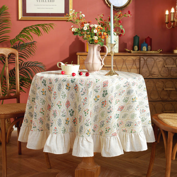 Romantic Botanical Print Pastoral Tablecloth