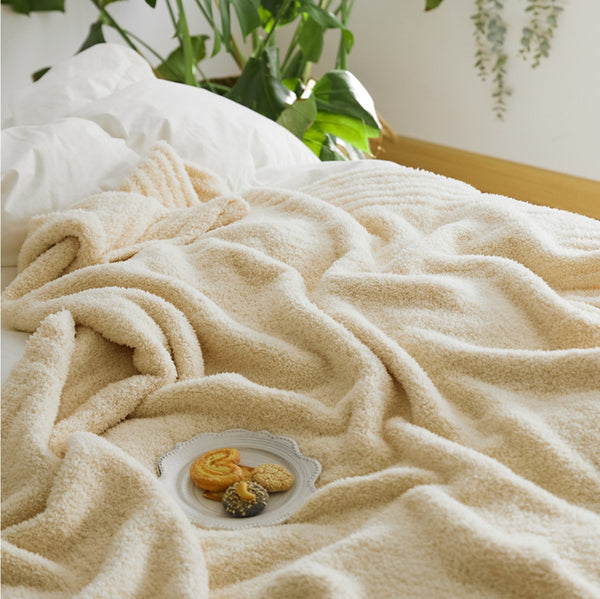 Minimalist Solid Color Knit Throw Blanket