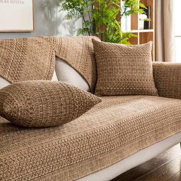 Natural Cotton Braid Sofa Protector Couch Cover