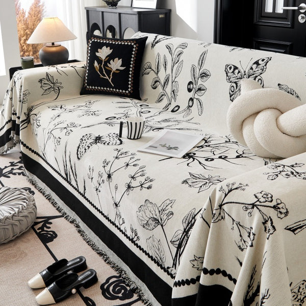 Romantic Botanical Chenille Sofa/Couch Cover