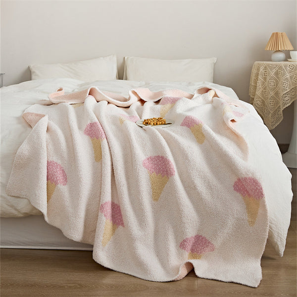 Baby Pink Icecream Soft Knit Throw Blanket