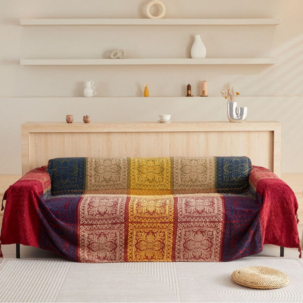 Vibrant Colors Tribal Style Sofa/Couch Cover Blanket