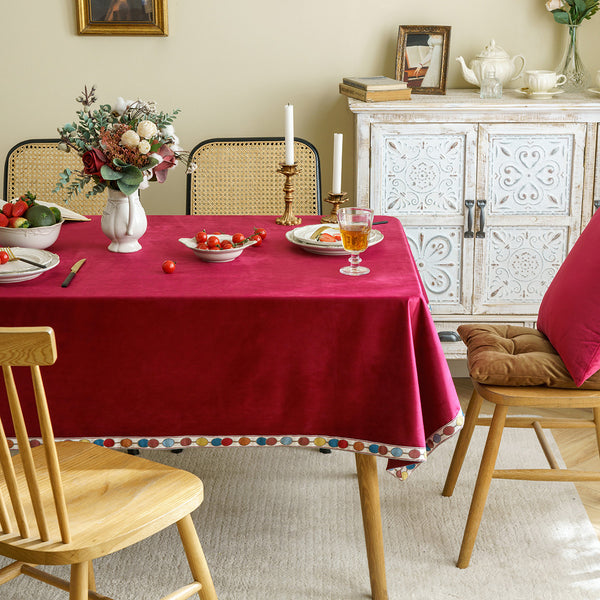 Vintage Style  Exquisite Jacquard Edge Velvet Tablecloth