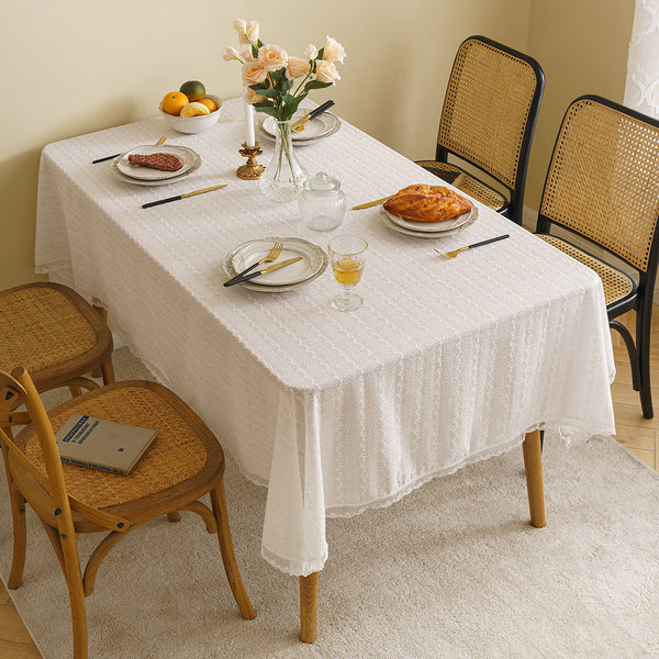 Embroidered Tablecloth Cotton Linen