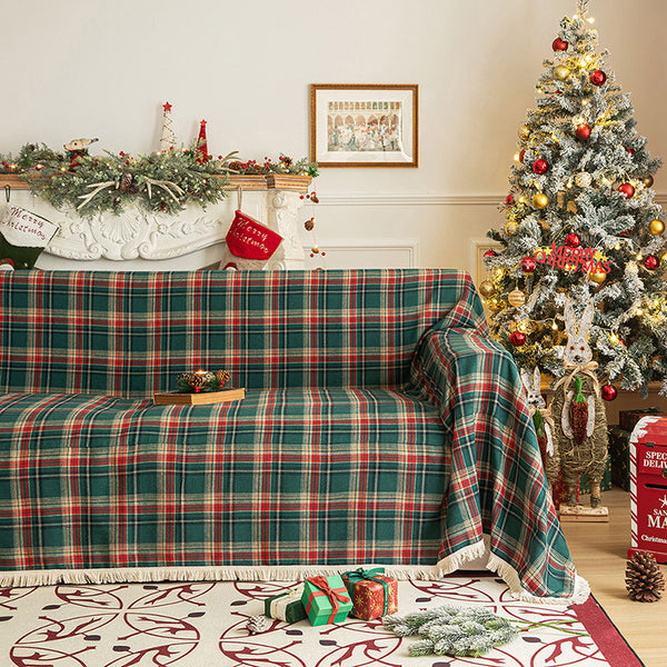 Christmas Party Traditional Scottish Tartan Squares Sofa/Couch Cover