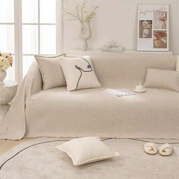 Loop Yarn Linen Fabric Sofa/Couch Throw Blanket