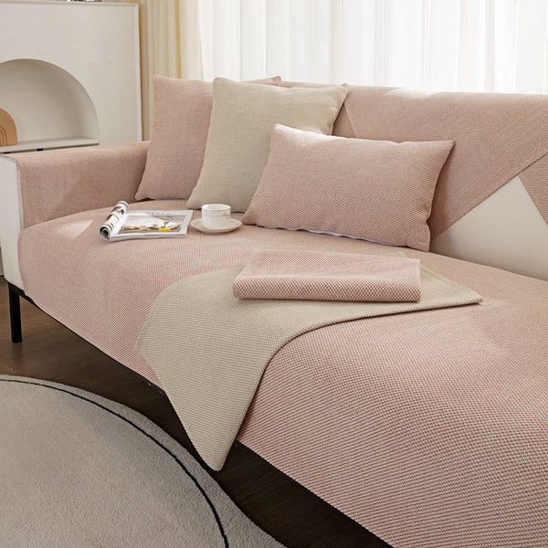 Hidden Color Cotton Linen Non-Slip Sofa/Couch Cover