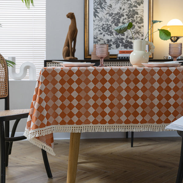 Retro Diamond Jacquard Tablecloth