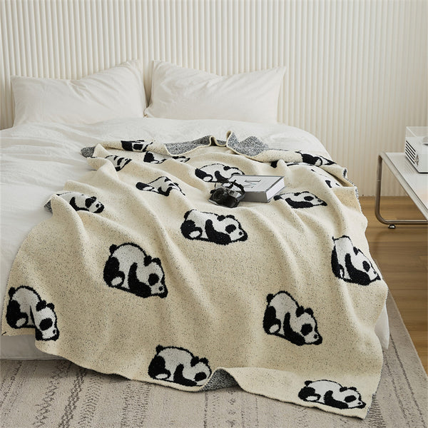 Cute Panda Soft Knit Throw Blanket