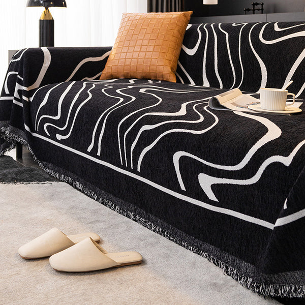 Monochrome Chic Chenille Sofa/Couch Throw Blanket