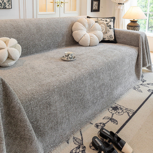 Solid Color Upgrade Chenille Silky Sofa Couch Cover