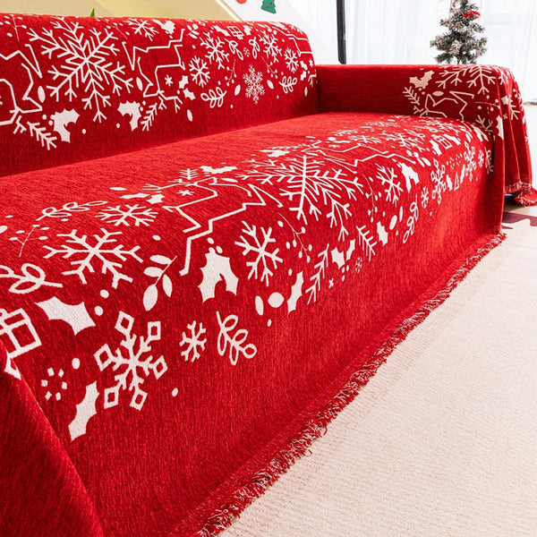 Red Christmas Sofa Throw Blanket Couch Cover