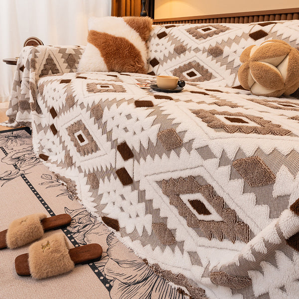 Geometric Boho Plush Sofa/Couch Cover