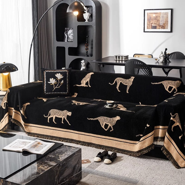 Elegant Cheetah Chenille Sofa Couch Cover