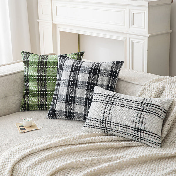 Plaid Jacquard Sofa Cushion Pillow Cover